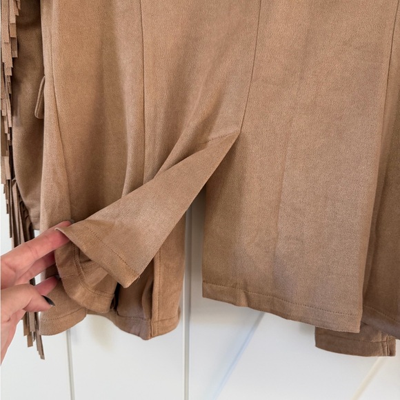 TCEC Mocha Suede Fringe Blazer Jacket - Picture 10 of 11